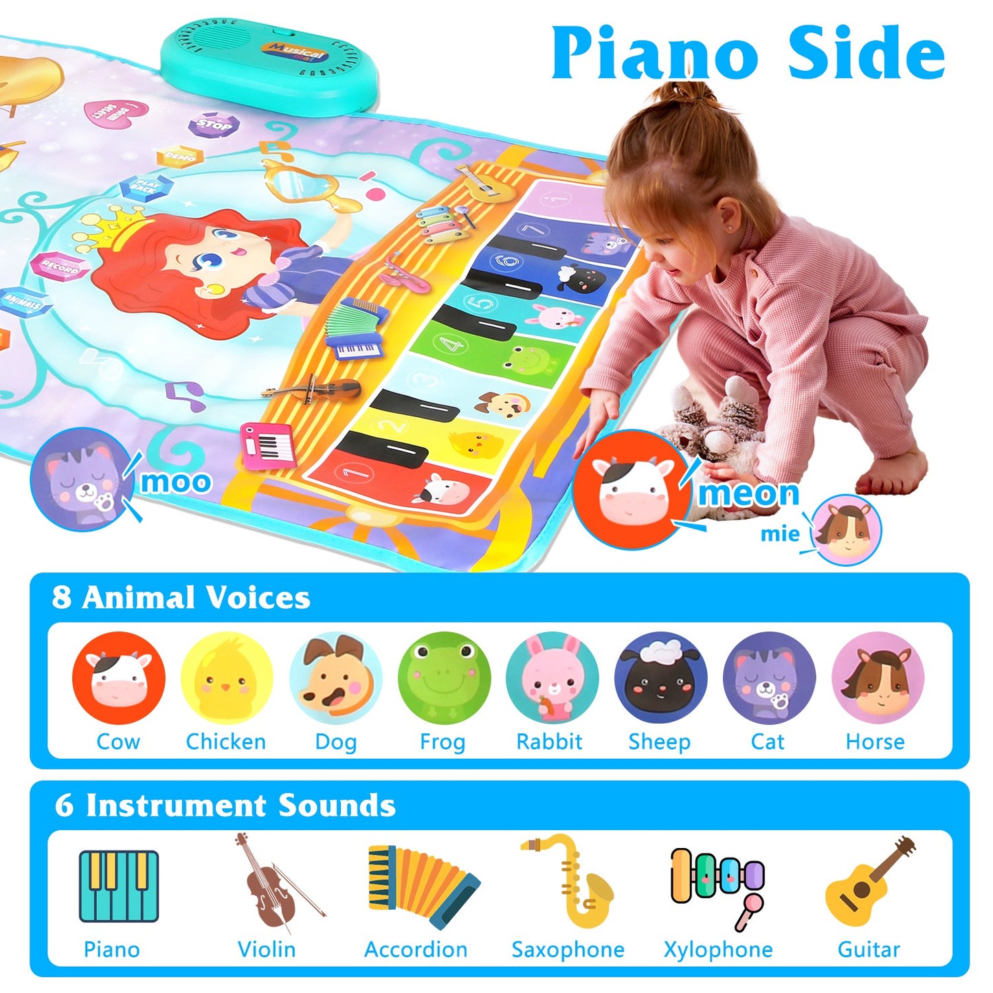 Baby Musical Mat with Piano & Drum Sounds – 55 Music Modes