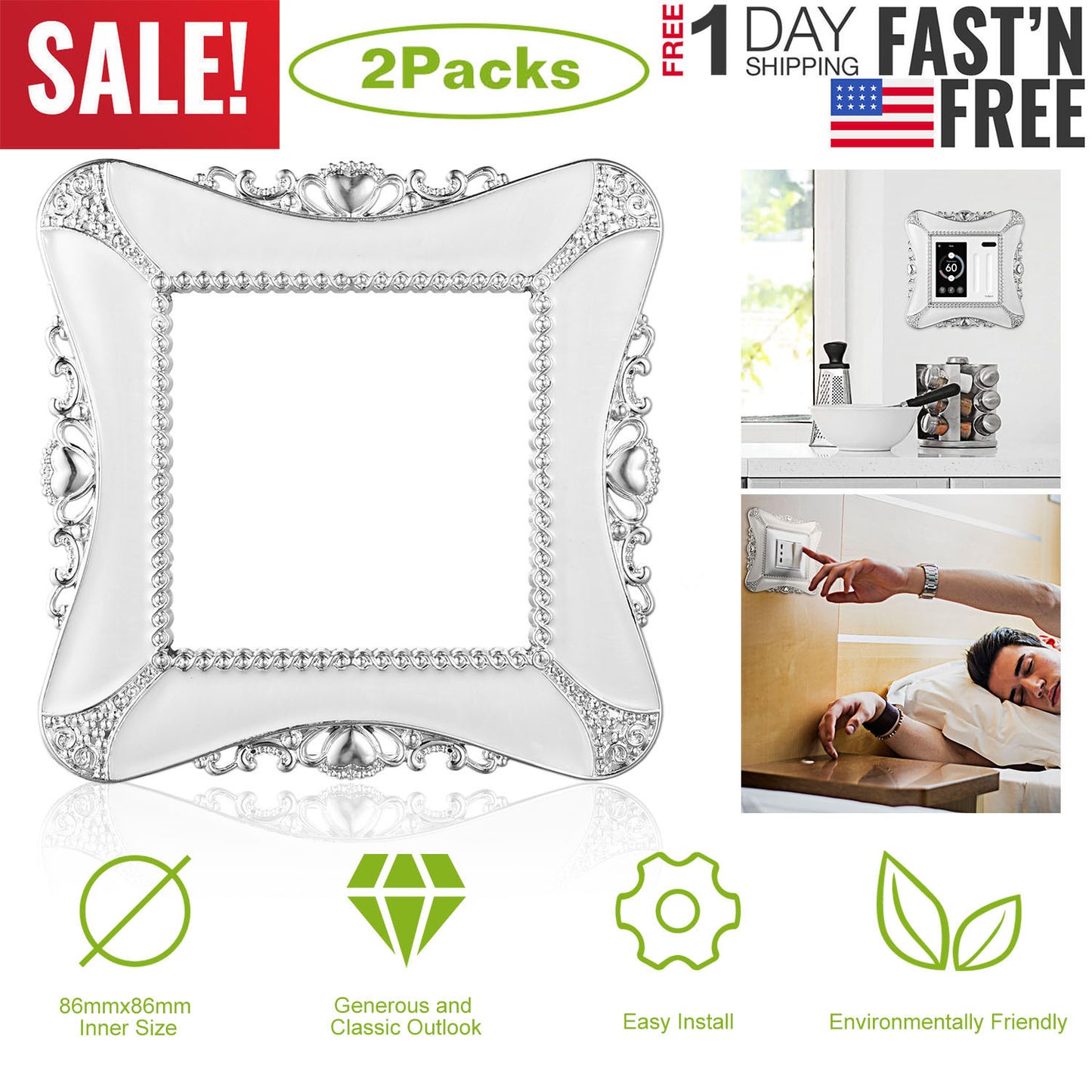 Decorative Switch Cover 2-Pack European Style Wall Plate