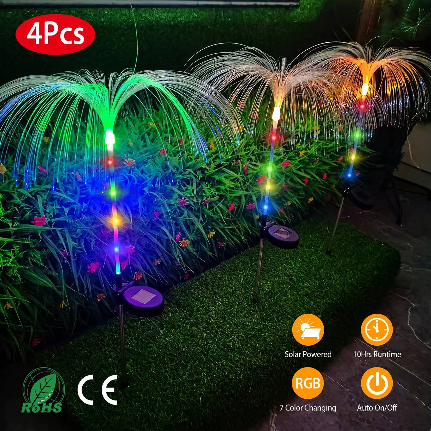 Solar Jellyfish Garden Lights 4-Pack with Color Changing LEDs