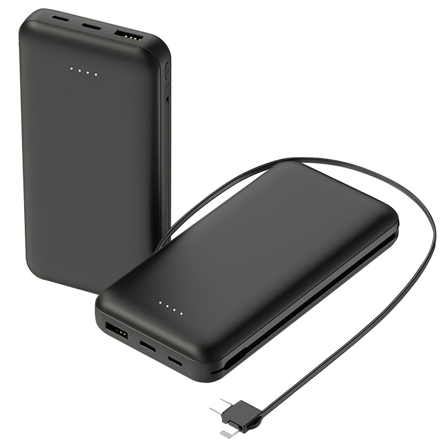 10000mAh Portable Power Bank with Built-In Cables