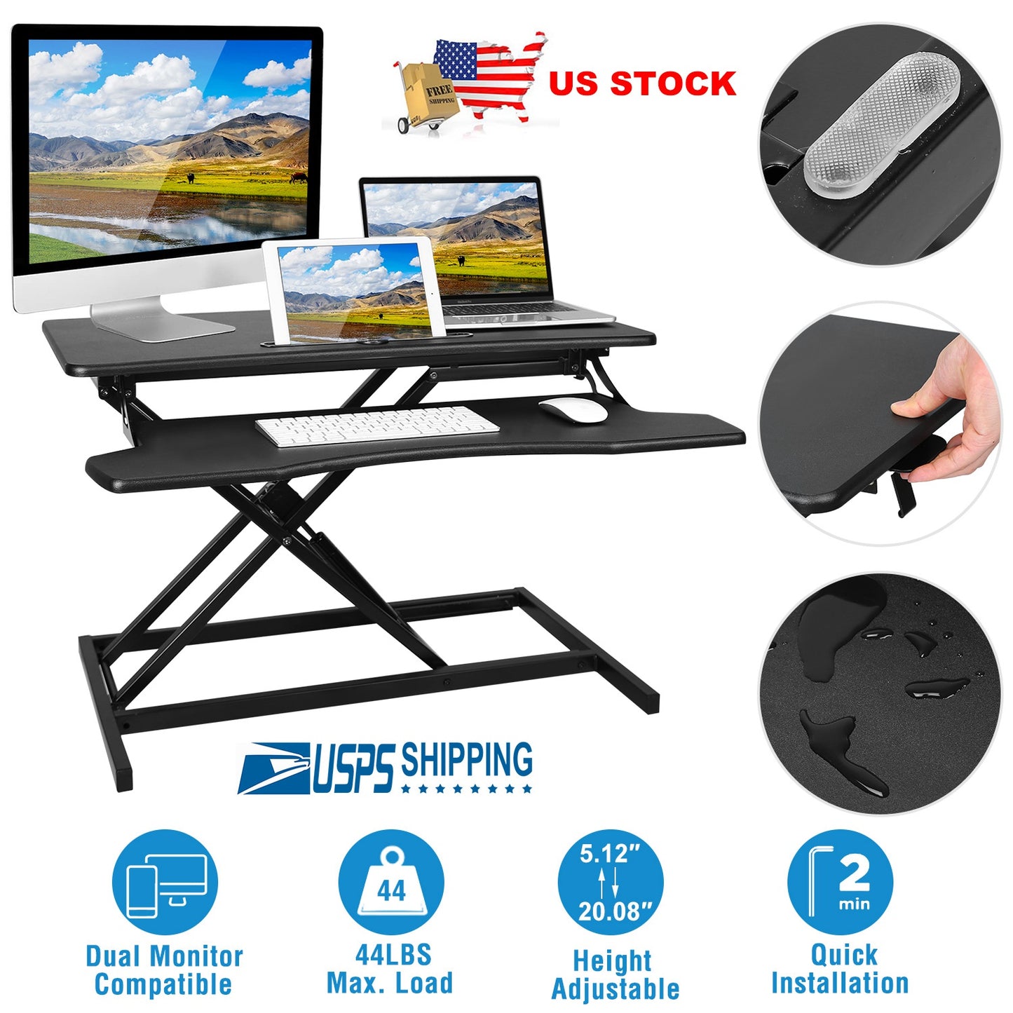 Standing Desk Converter with Dual Monitor Support
