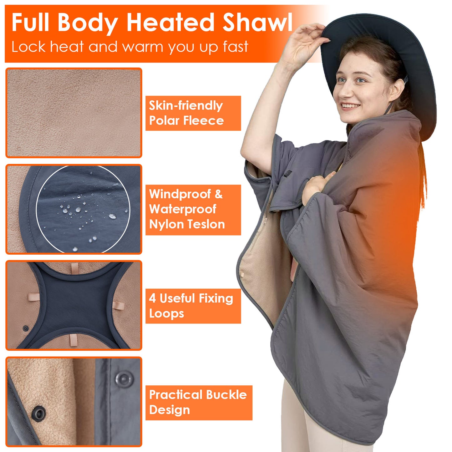 Electric Heated Throw Blanket with 3 Heat Levels & Auto Shutoff