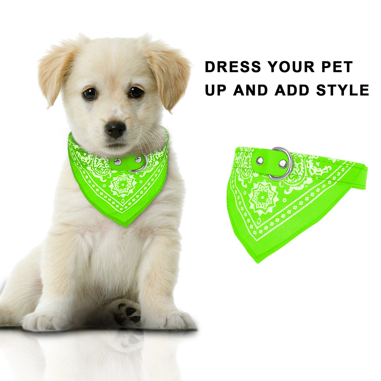 Dog Bandana Collar with Adjustable Leather Strap