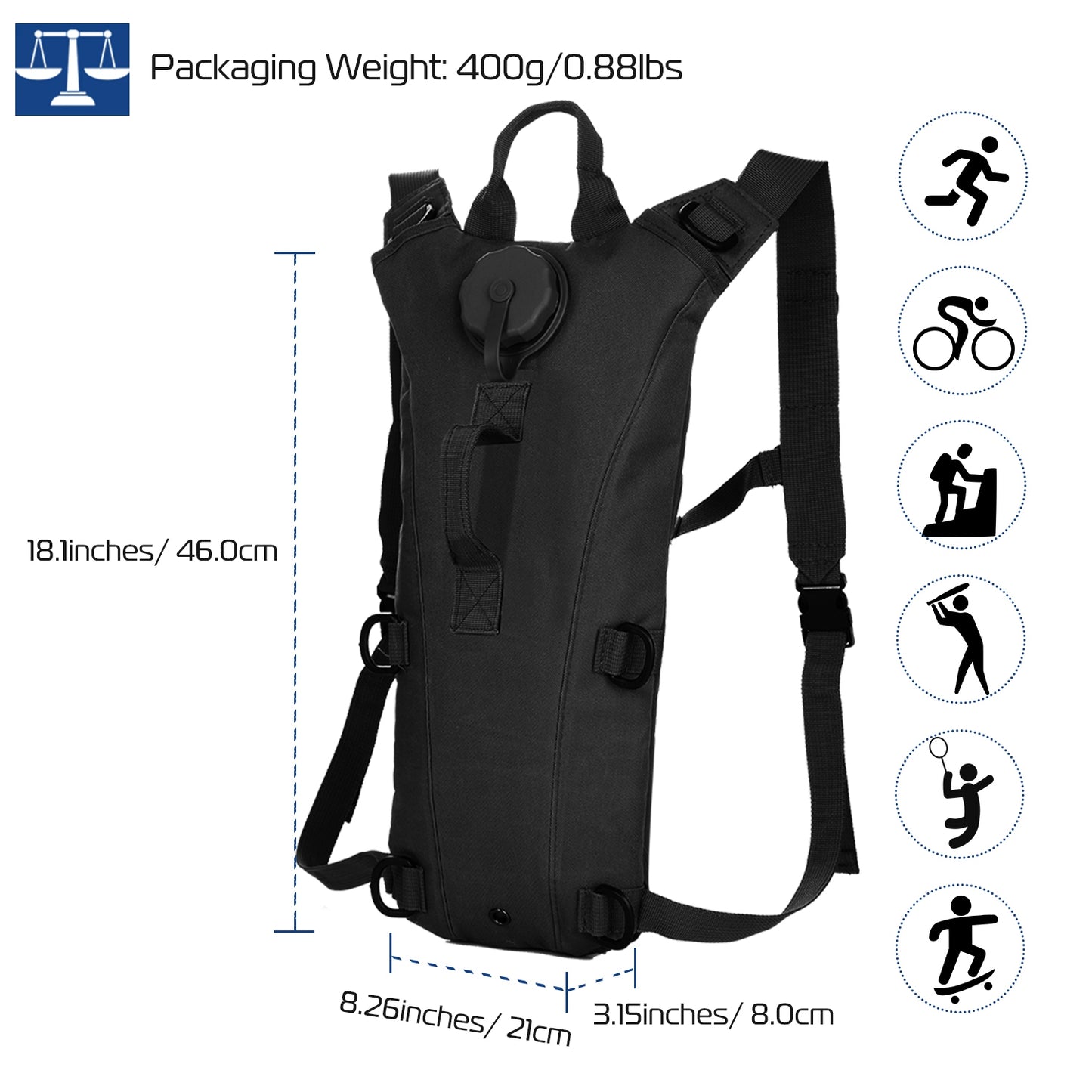 Tactical Hydration Pack with 3L Water Bladder