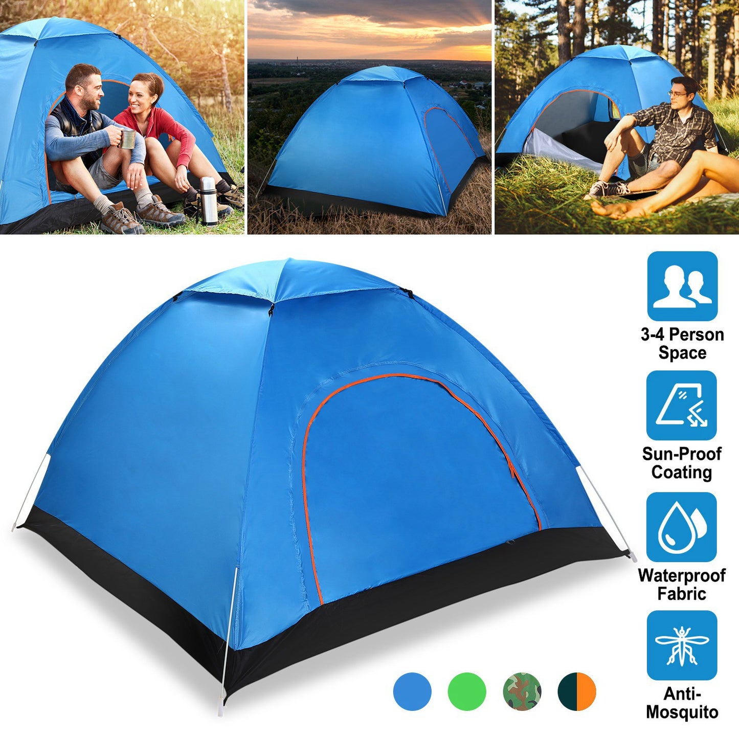 Pop Up Tent 4 Person Instant Setup Waterproof Camping Tent
