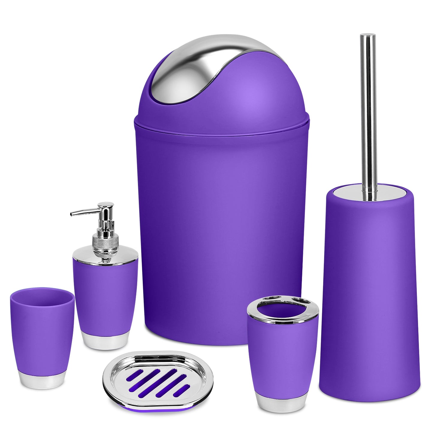 6-Piece Bathroom Accessories Set with Soap Dispenser & Brush