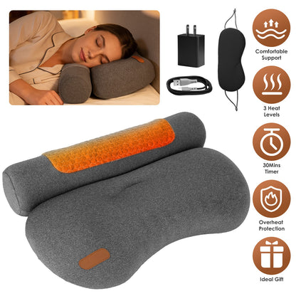 Heated Memory Foam Neck Pillow with 3-Level Heat Therapy