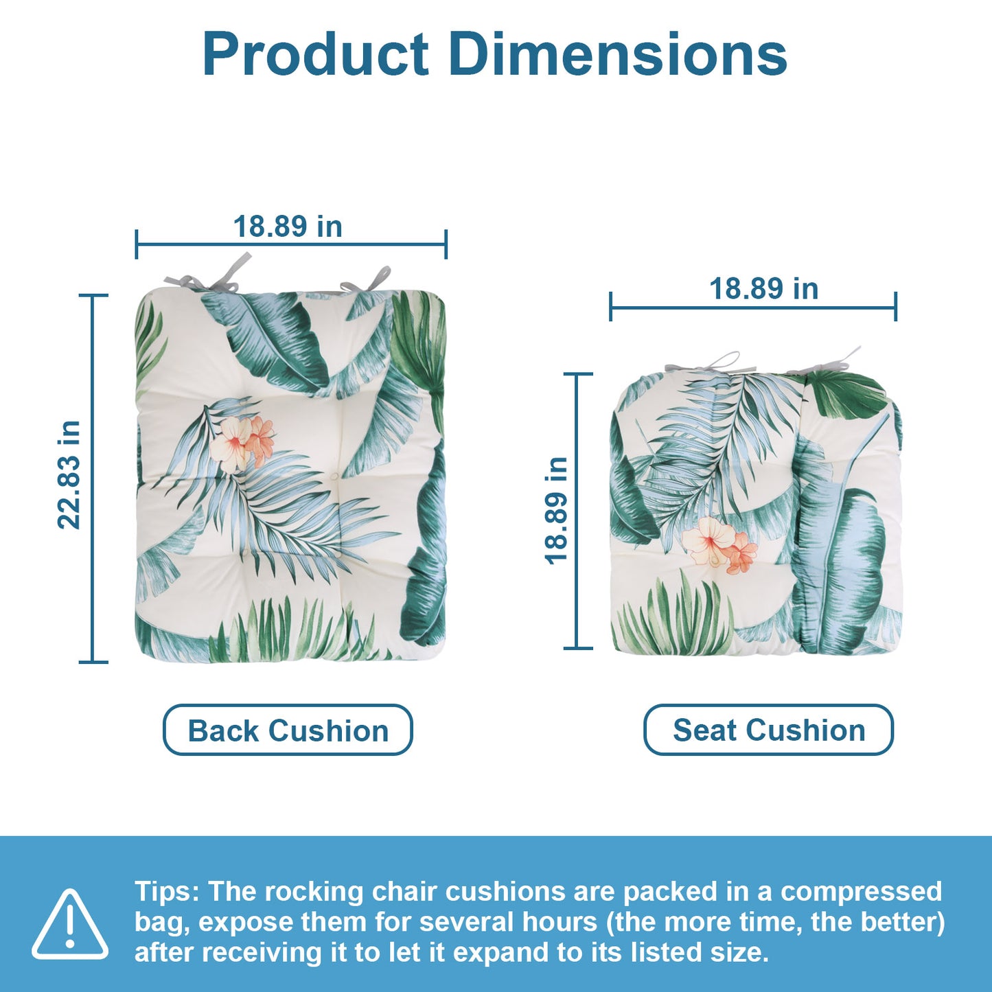 Rocking Chair Cushion Set - Waterproof with Non-Slip Ties