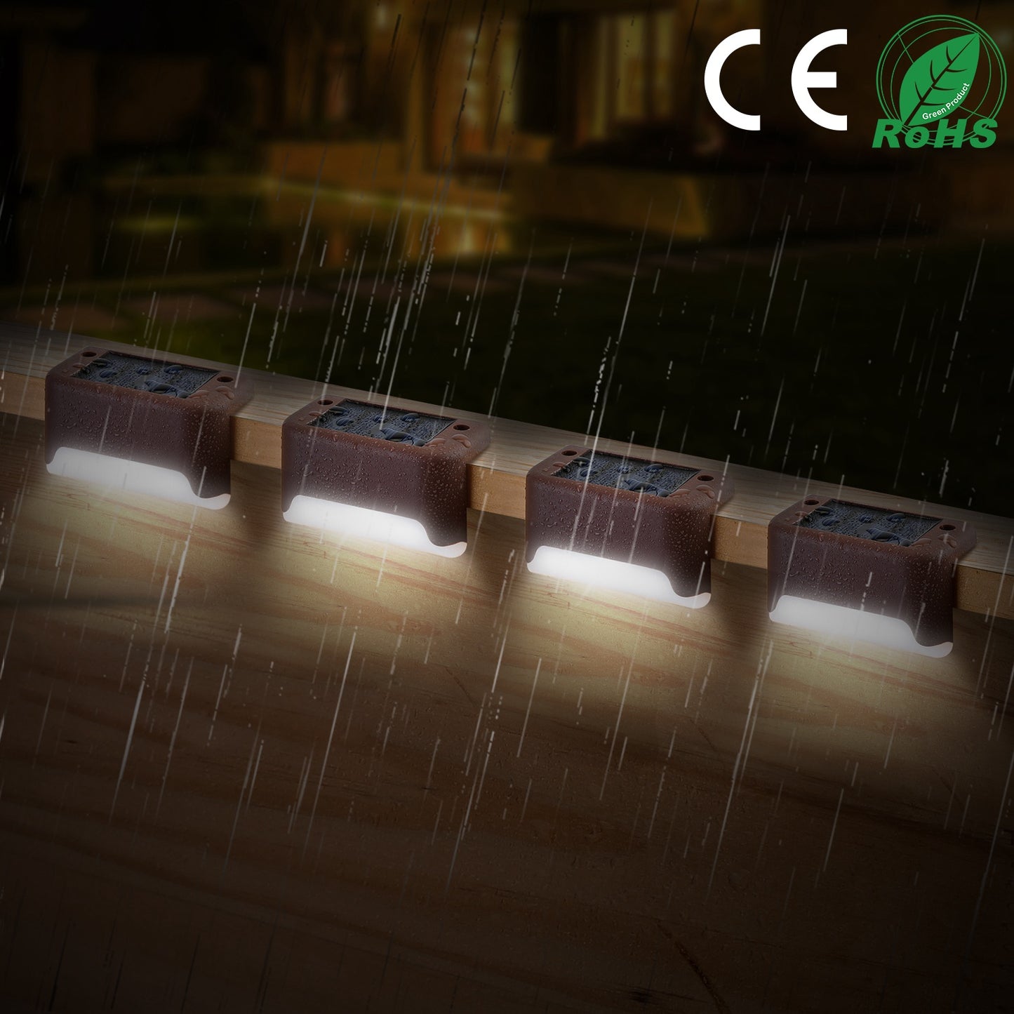 Solar Powered LED Step Lights 4-Pack with Dusk to Dawn Sensor
