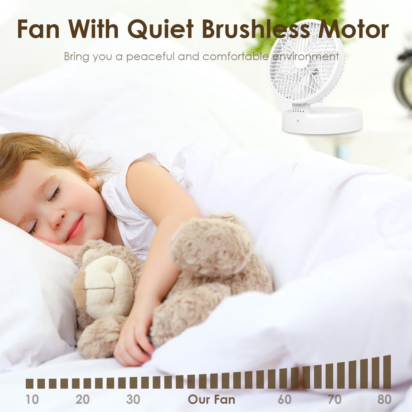 Foldable Desk Fan with 4 Speeds & 90° Adjustable Head