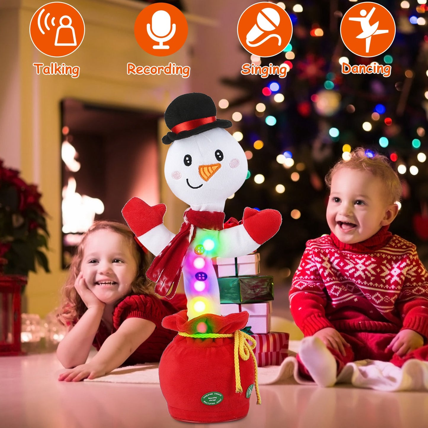 Dancing Christmas Plush Toy with Music, Lights & Recording
