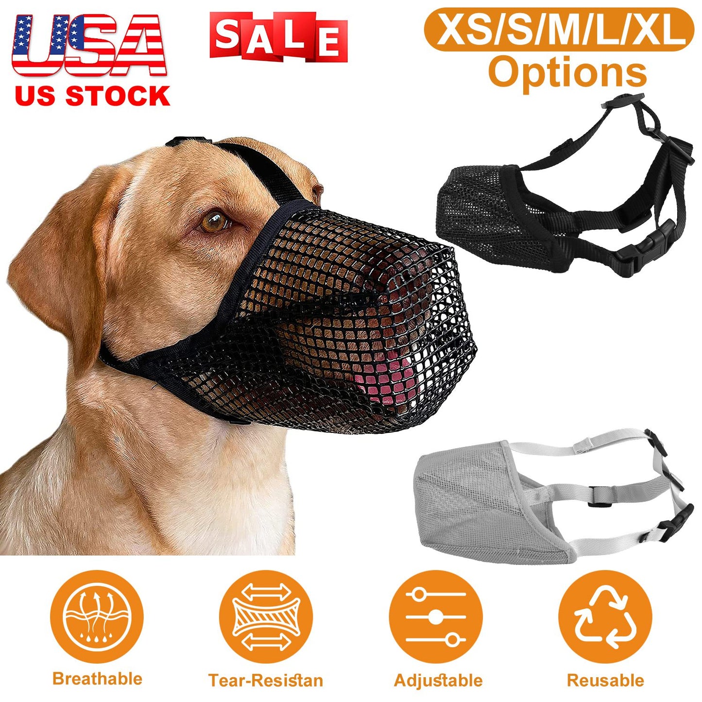 Soft Mesh Dog Muzzle with Adjustable Straps