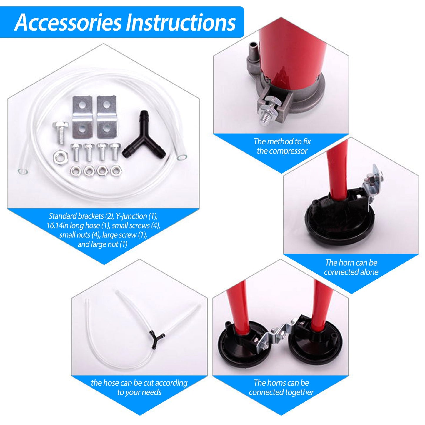 Dual Trumpet Air Horn Kit 12V 120dB with Compressor