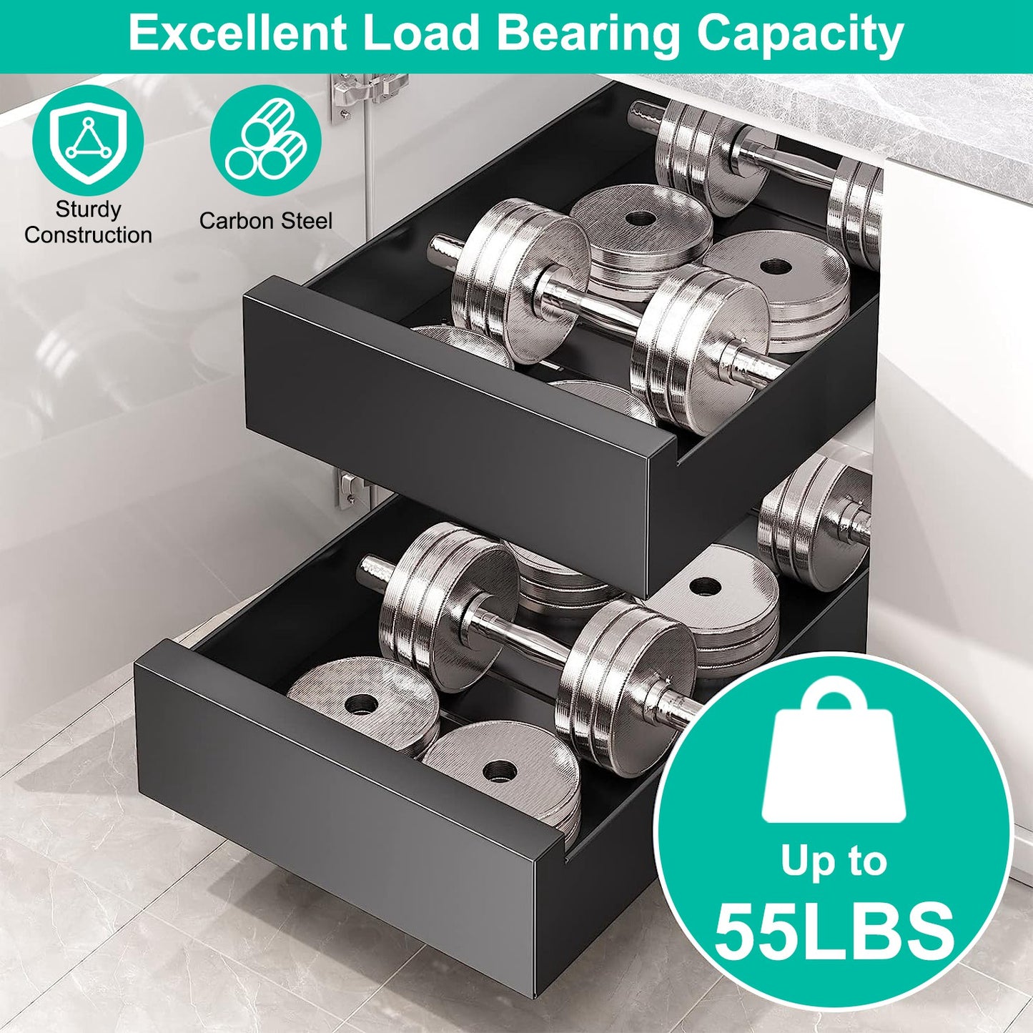 Pull Out Cabinet Organizer with Smooth Slide Rails - 11.8"