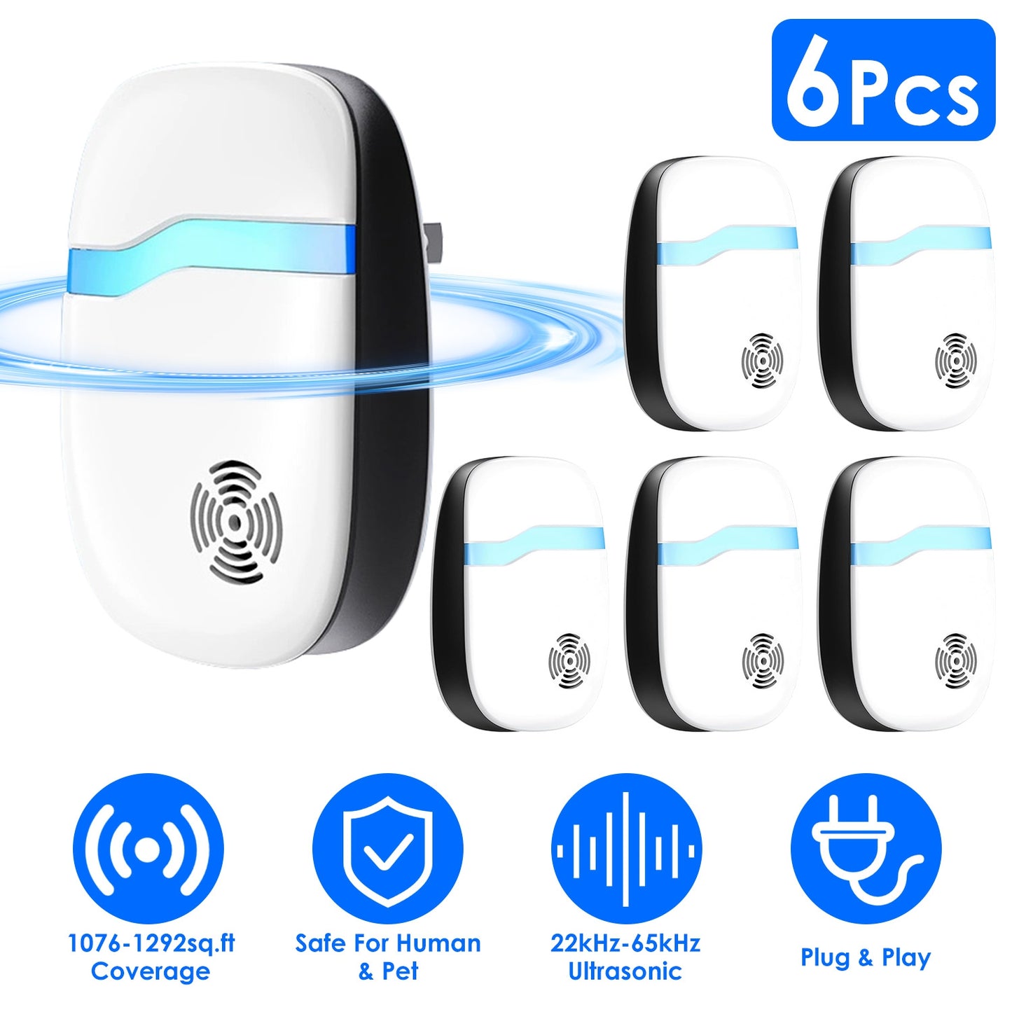 Ultrasonic Pest Repeller 6-Pack for Indoor Rodent Control