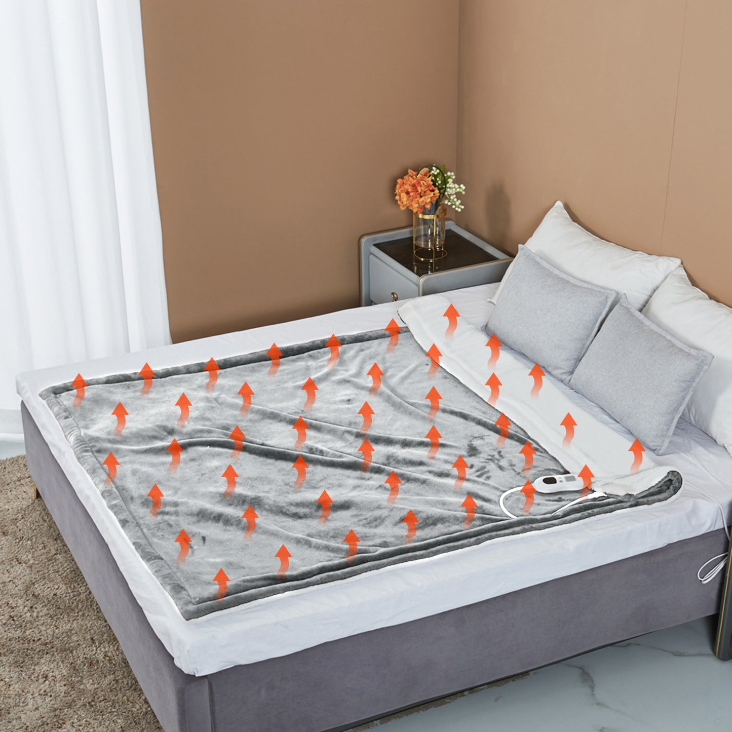 Electric Heated Throw Blanket with 6 Heat Settings, 59x50in