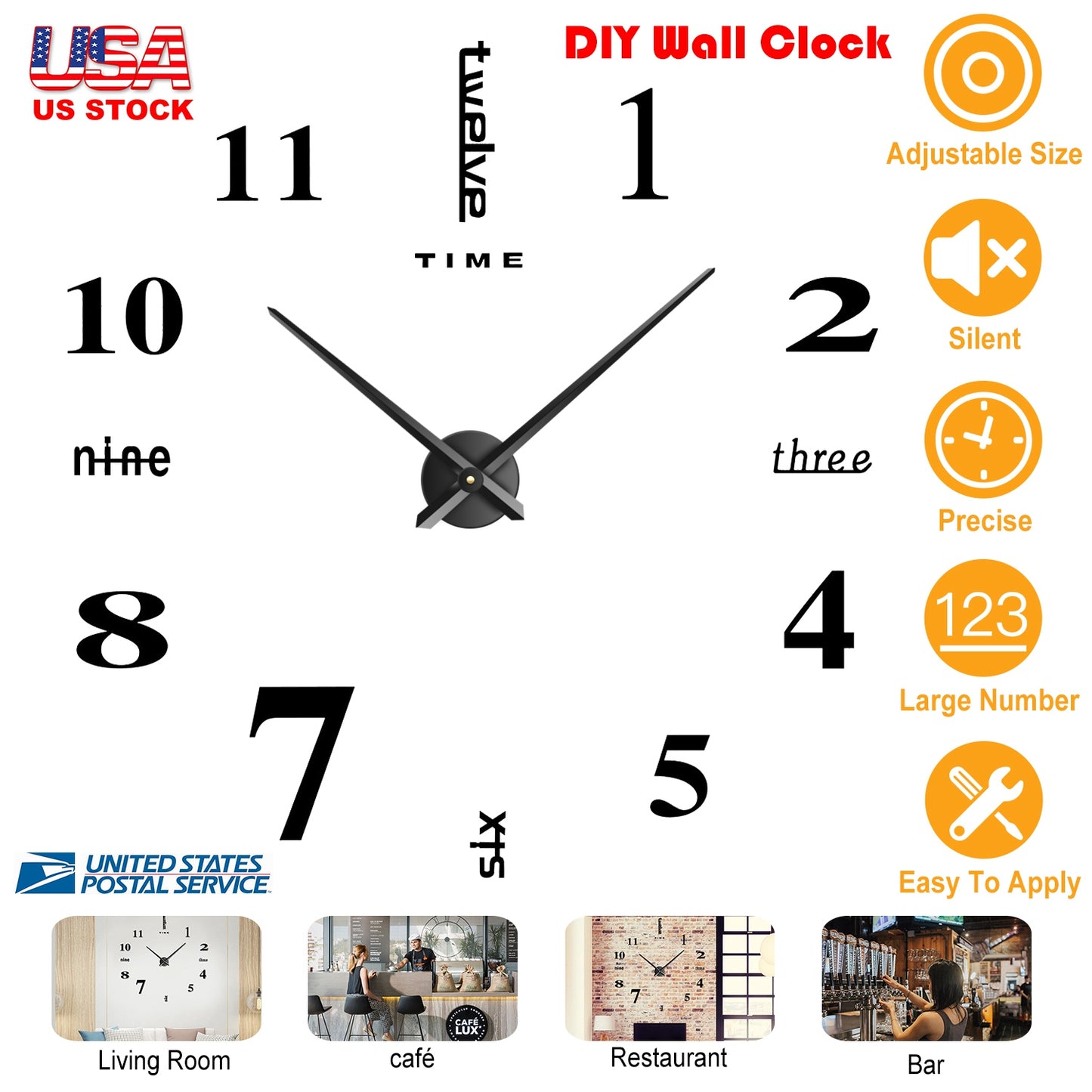 DIY 3D Mirror Wall Clock with Large Numbers