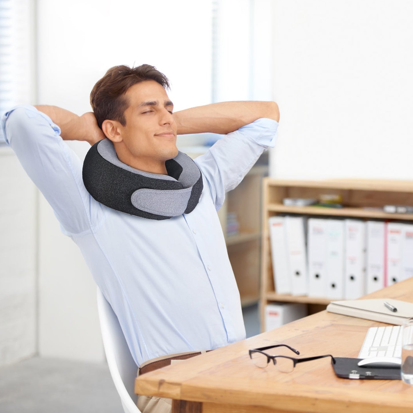 Neck Massager Pillow with Heat & Memory Foam Travel Support