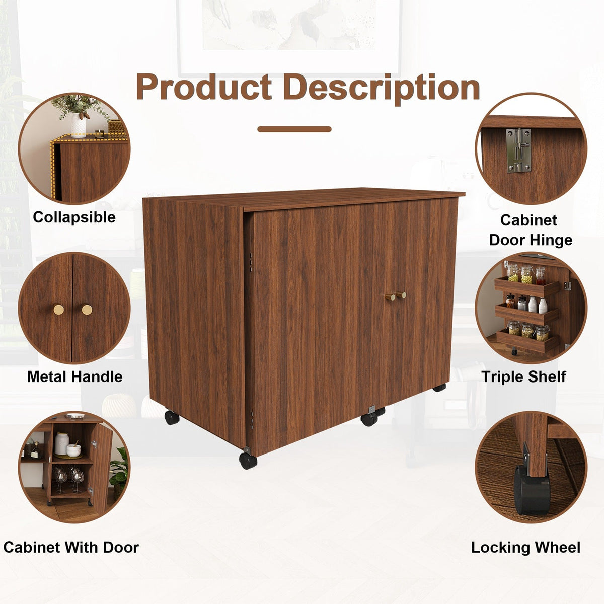 57.5" Foldable Sewing Machine Table with Storage & Casters