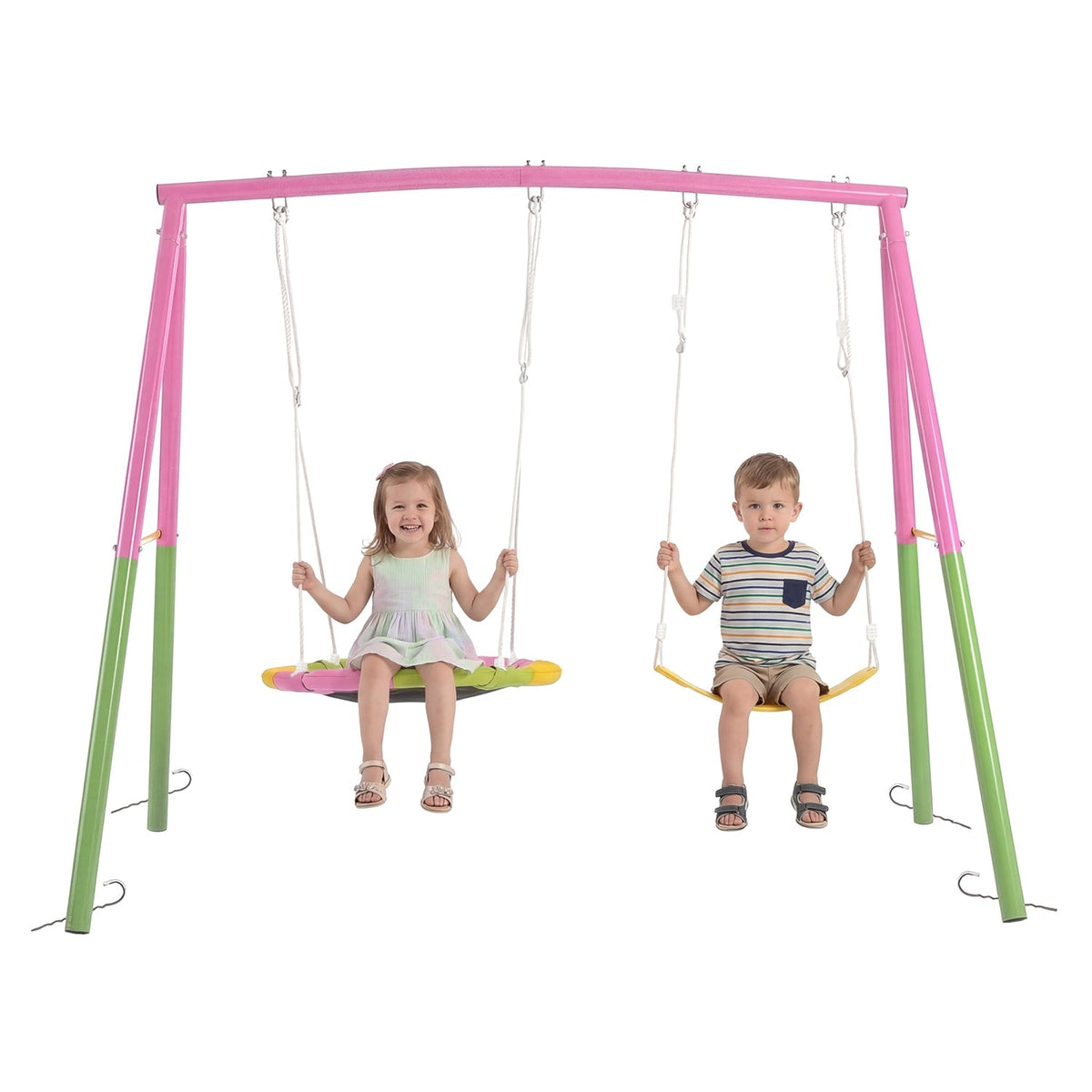 Outdoor Swing Set with Saucer & Belt Swings - 330lbs Capacity