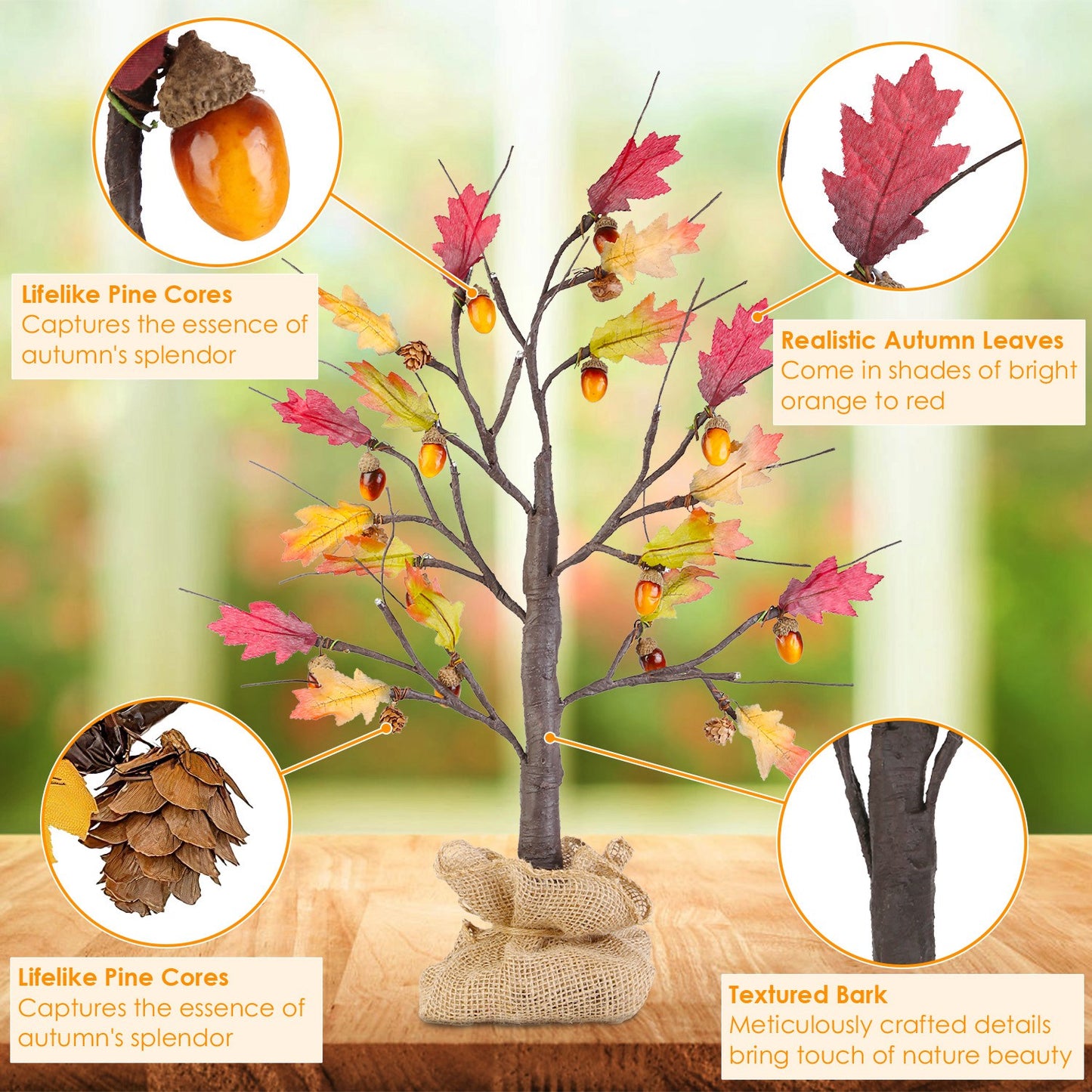 Lighted Maple Tree with 24 LED Beads & Timer (2-Pack)