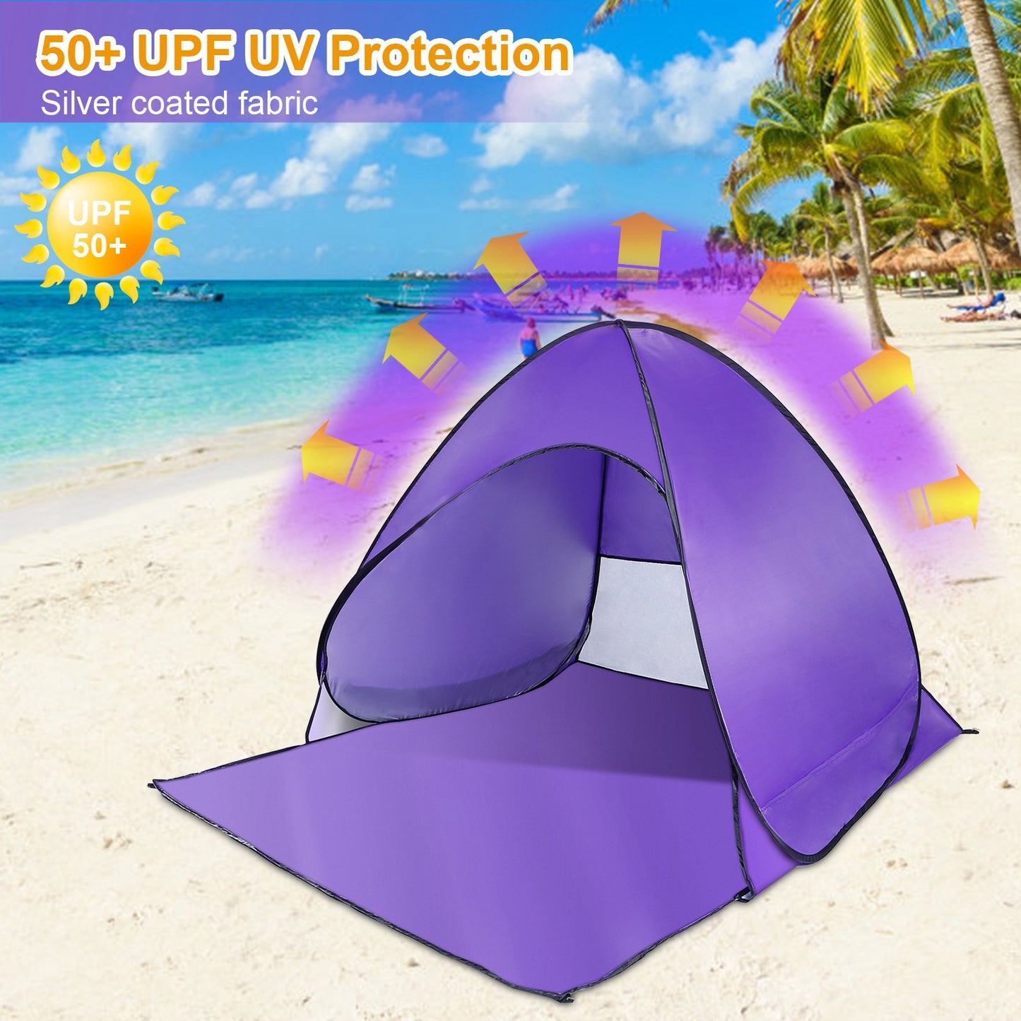 Pop Up Beach Tent with UPF50+ Sun Protection for 2-3 People