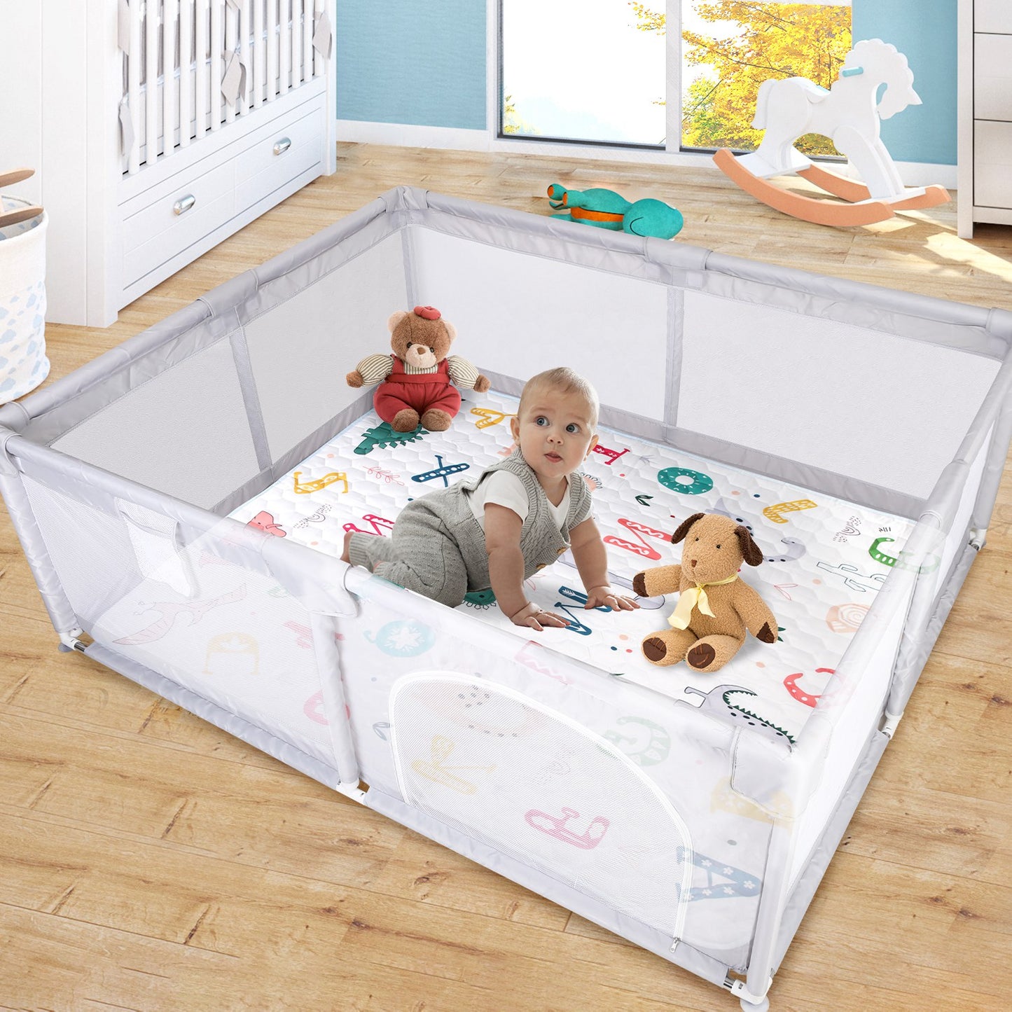 Baby Play Mat 50x50IN Non-Slip Foldable Crawling Mat