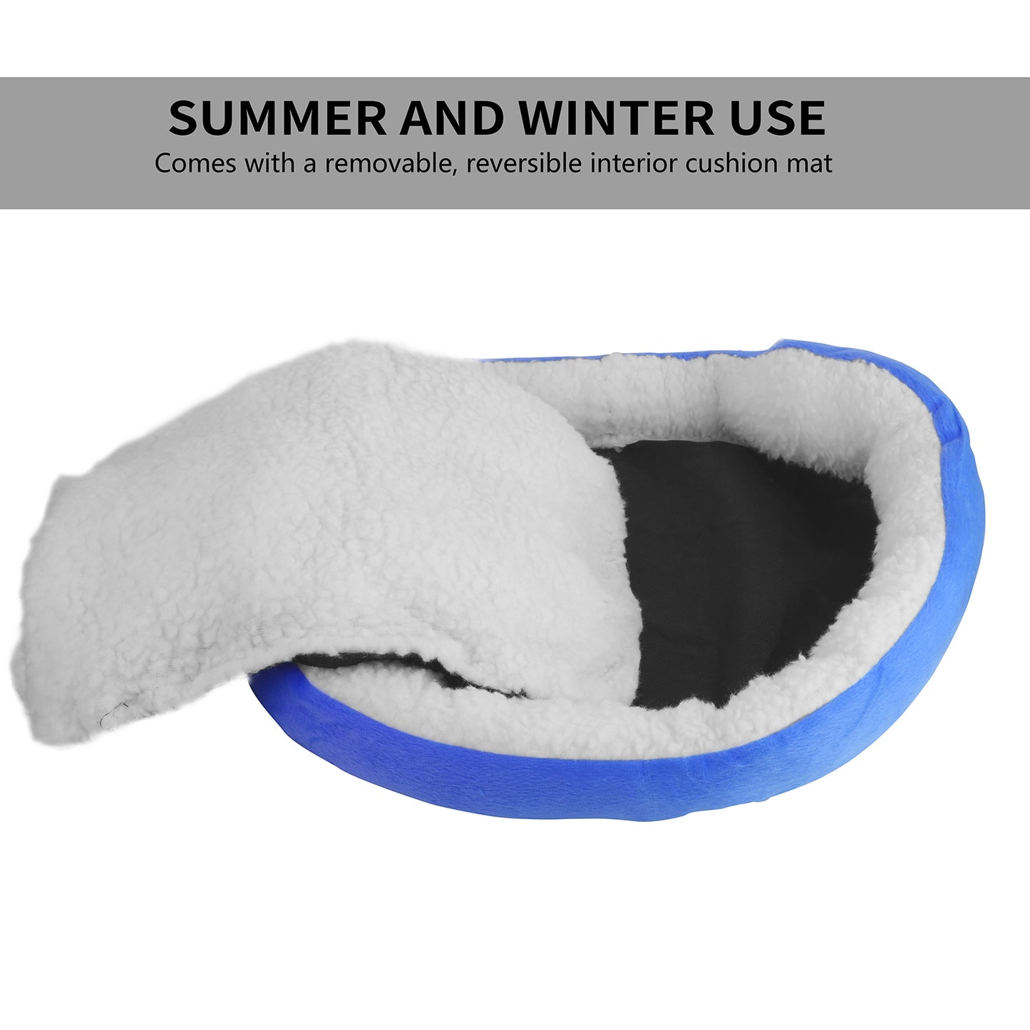 Soft Fleece Dog Bed with Reversible Cushion for Small Pets