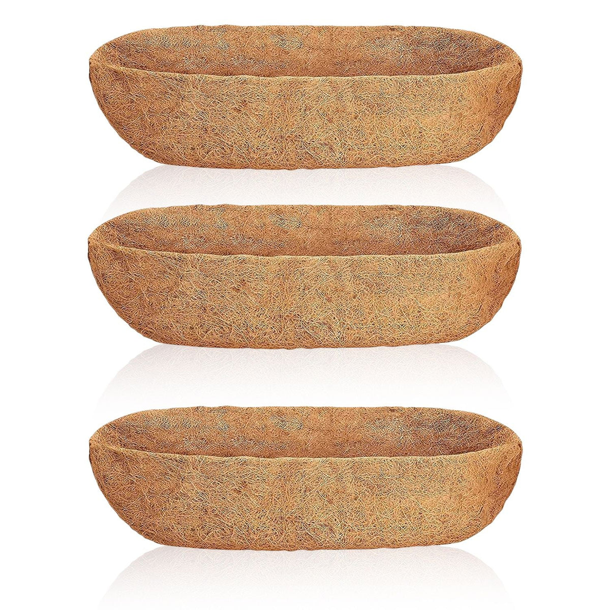 3Pcs 24in/30in/36in Trough Coco Liners For Planters Coconut Coir Planter for Window Box Hanging Trough Basket Half Moon Planter Liner Replacement For