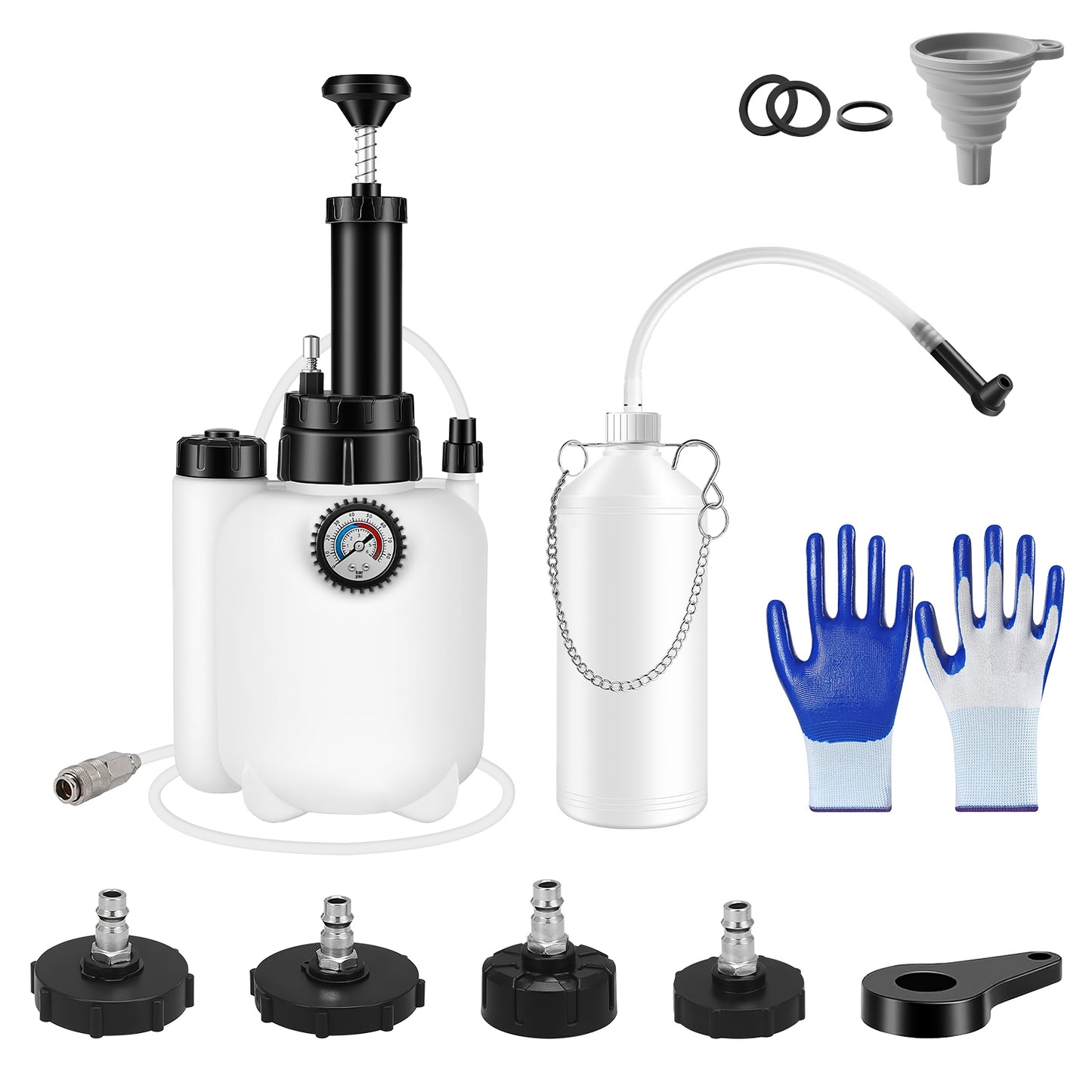 3L Manual Brake Bleeder Kit with 4 Adapter Caps