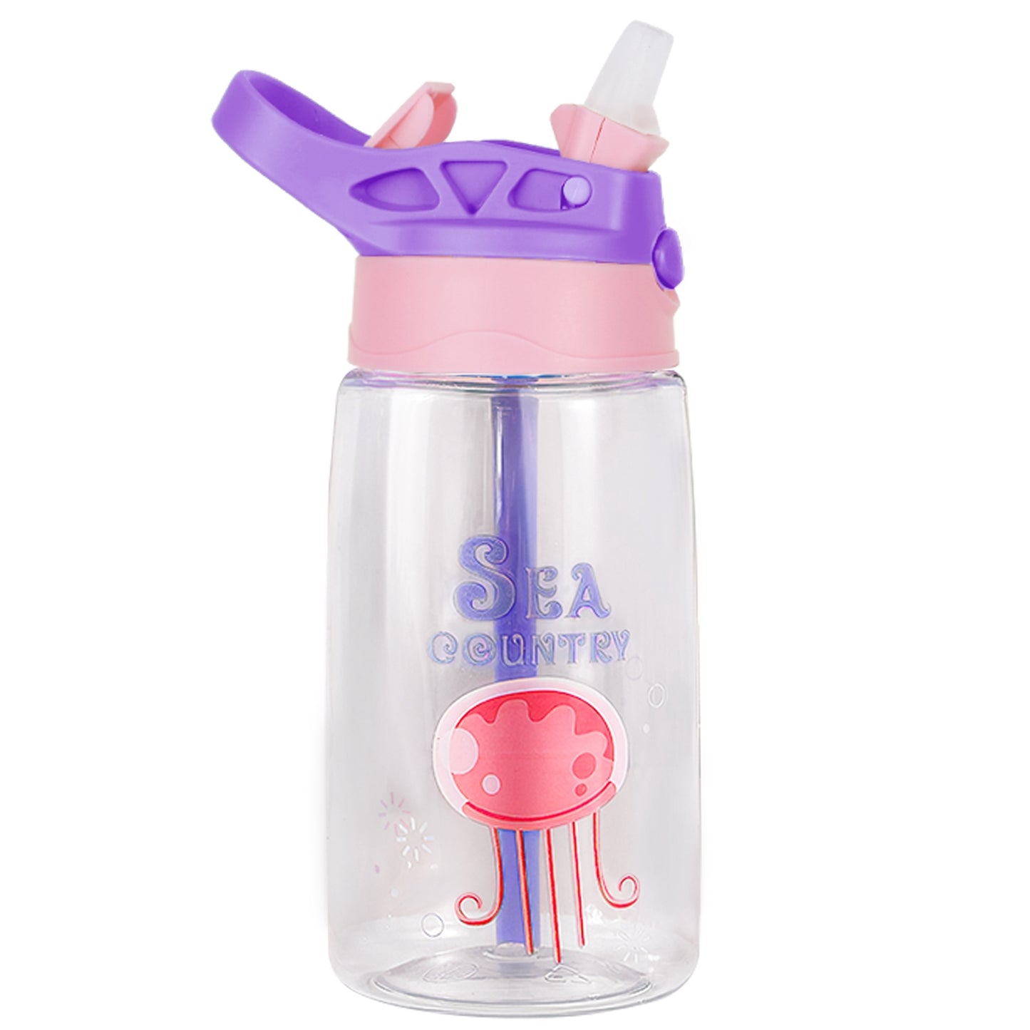 Kids Water Bottle with Straw 16.2oz Leak-Proof Push Button