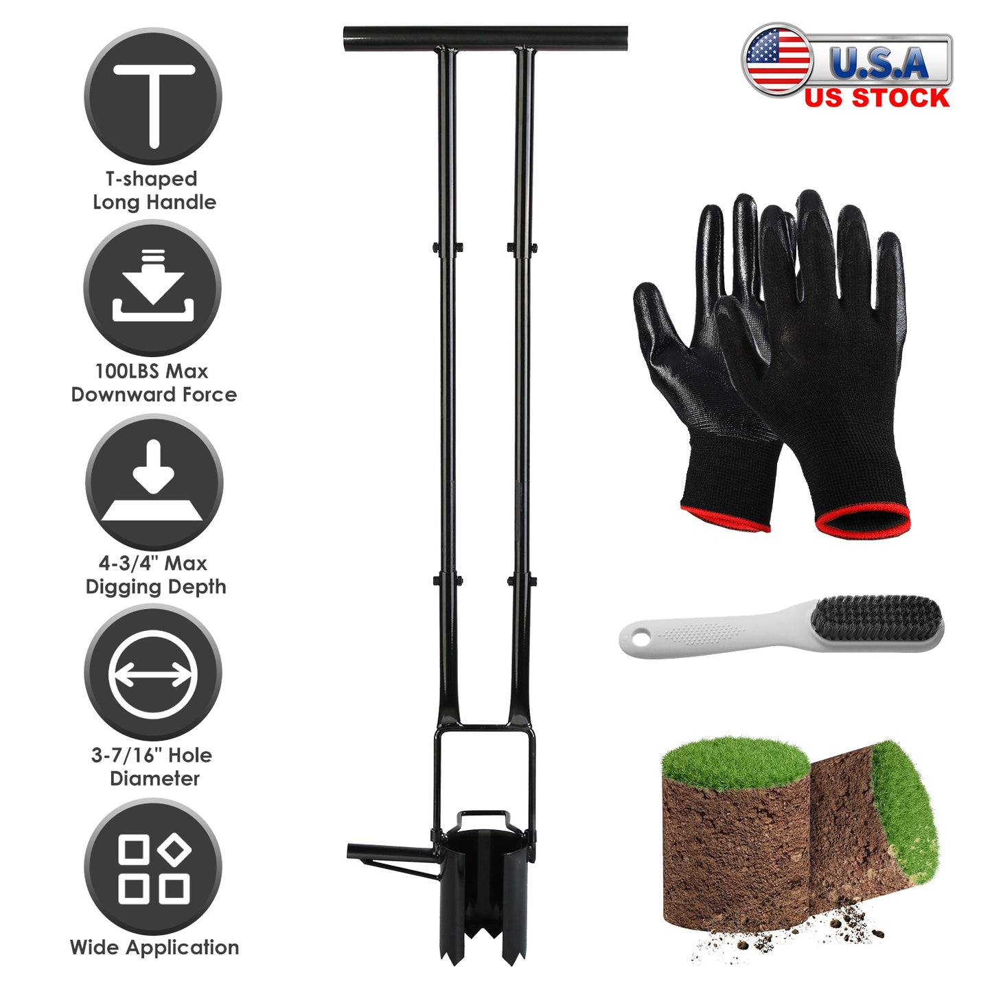 Long Handle Bulb Planter Tool with Foot Pedal & Serrated Base