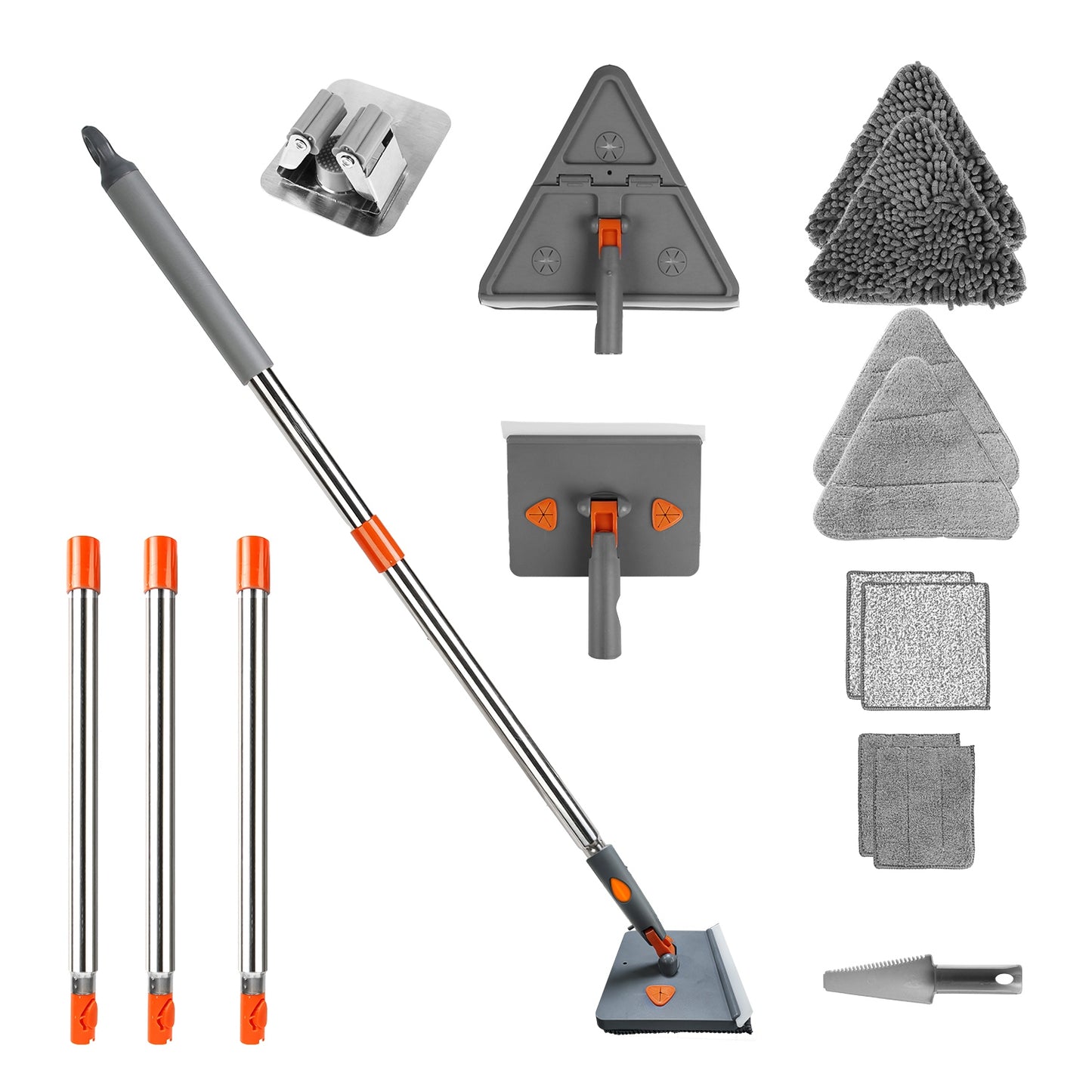 Baseboard Cleaner Mop with Extendable Handle & 8 Reusable Pads