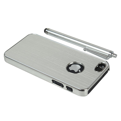 iPhone 5 Aluminum Hard Case with Stylus Pen - Silver