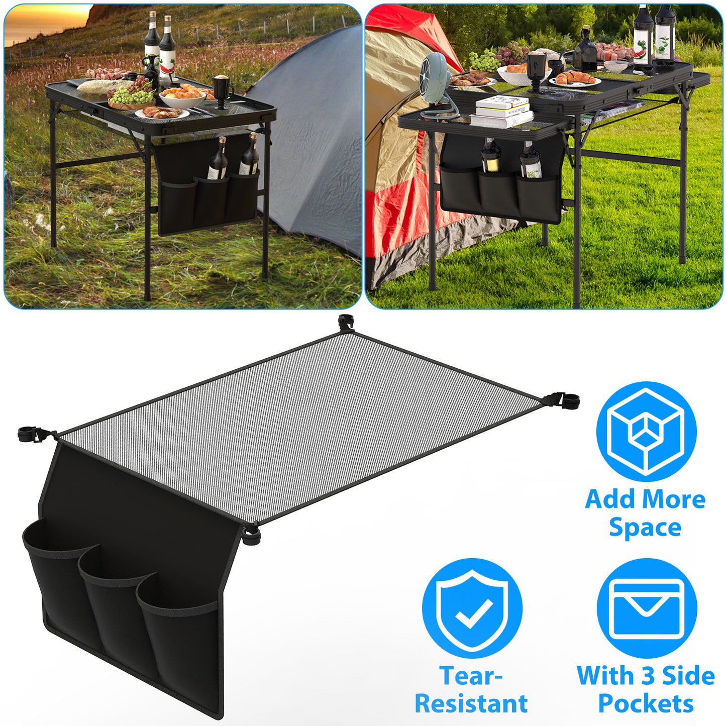 Foldable Camping Table with Adjustable Height & 88lb Capacity