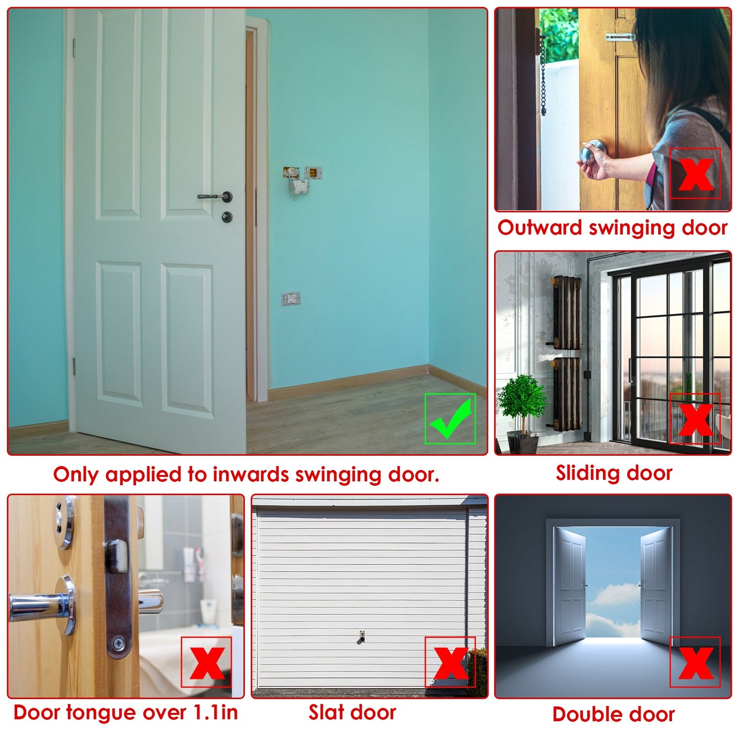 Portable Travel Door Lock with Security Latch - 2 Pack