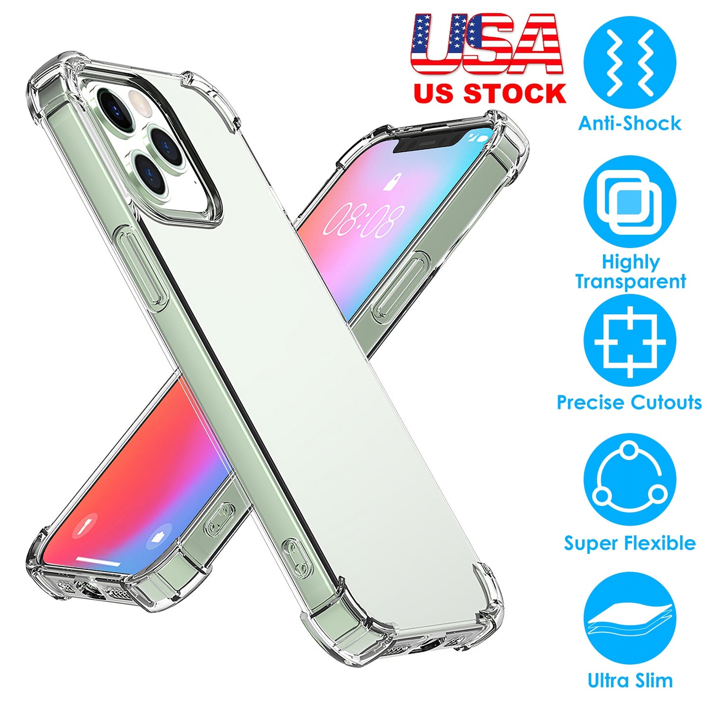 Clear iPhone Case with Shockproof Air Cushion Corners