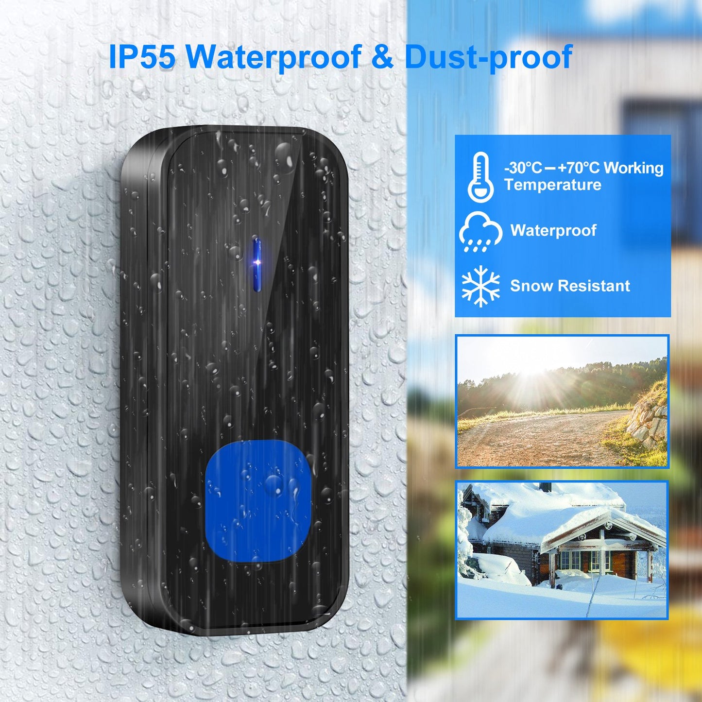 Wireless Doorbell with 984ft Range & 55 Chimes