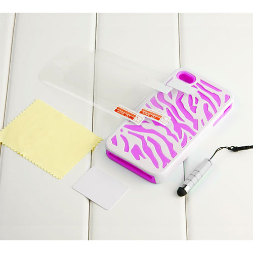Zebra Print Hybrid Case for iPhone 4/4S with Screen Protector