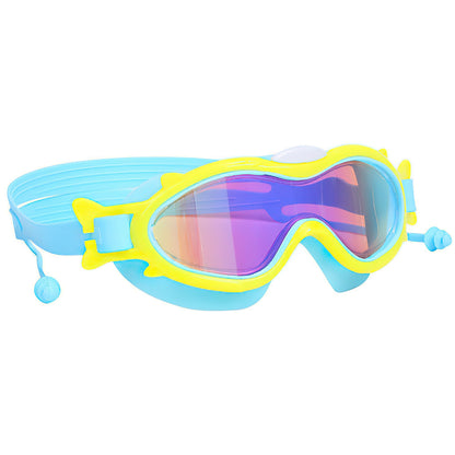 Kids Swim Goggles With Ear Plugs UV Protection Anti-Fog Leak Proof Wide View Pool Swimming Goggles For Youth Boys Girls Aged 3-16 Years Old Summer Bea