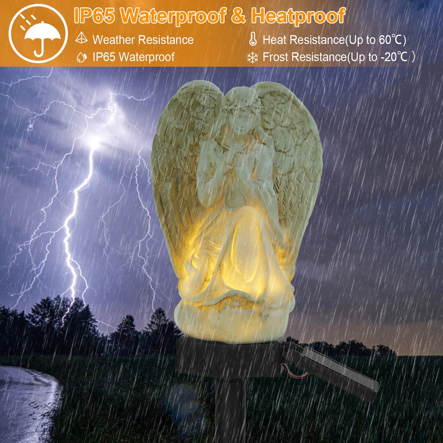 Solar Praying Angel Garden Light with LED Glow