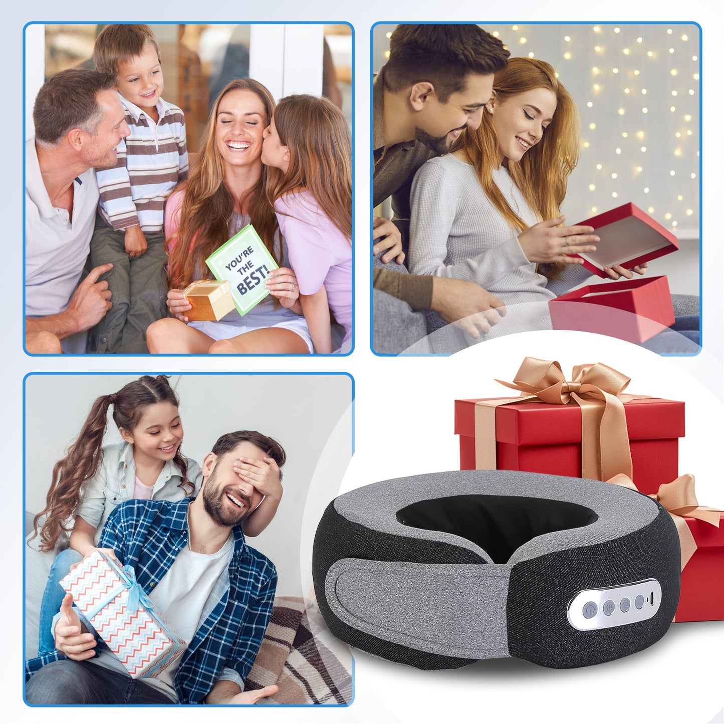 Neck Massager Pillow with Heat & Memory Foam Travel Support