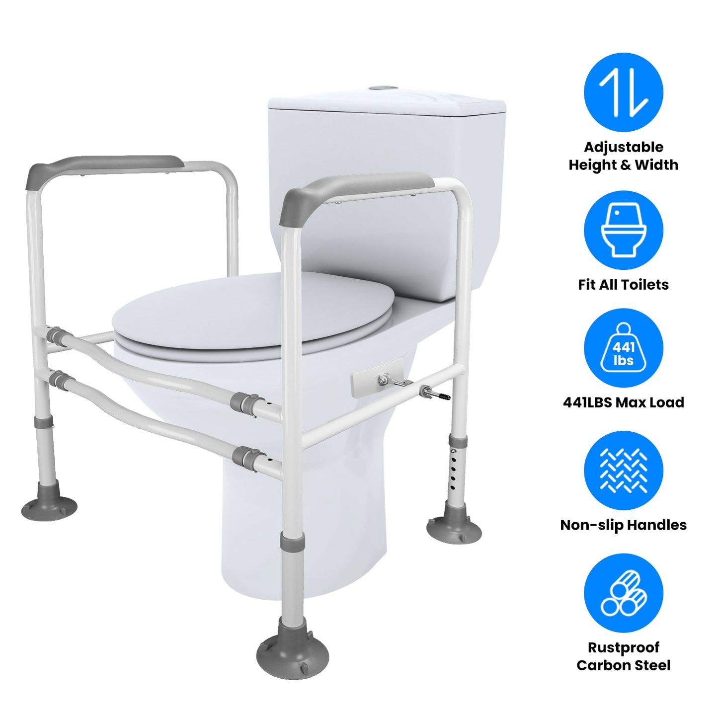 Adjustable Toilet Safety Rails for Elderly & Handicap