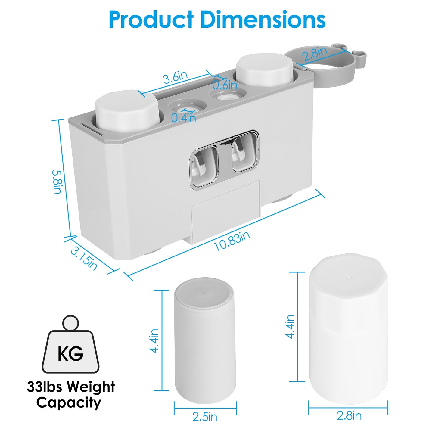 Wall Mount Toothbrush Holder with Automatic Toothpaste Dispenser