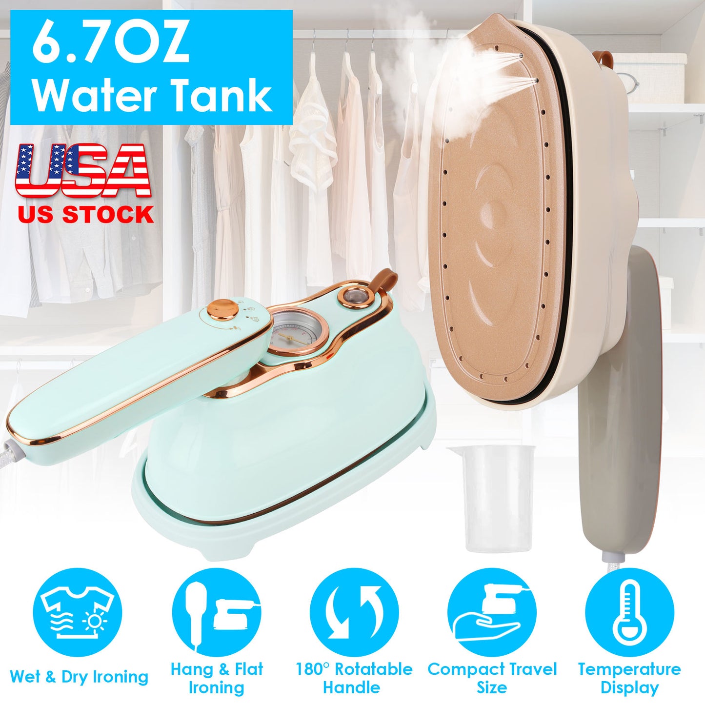 Foldable Handheld Garment Steamer 1200W with Dual Ironing Modes