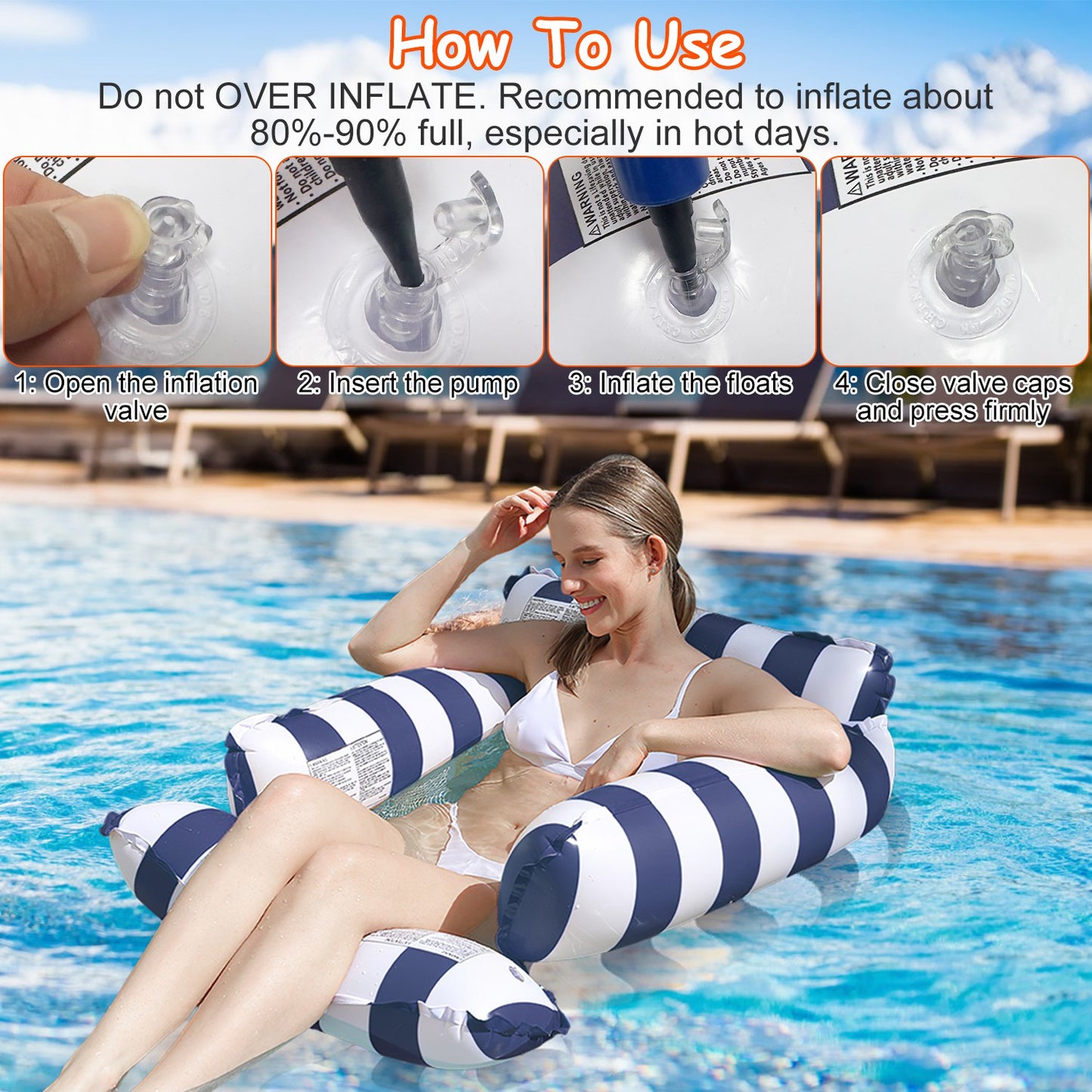 Inflatable Pool Float Set - 2 Hammocks & Drink Holder