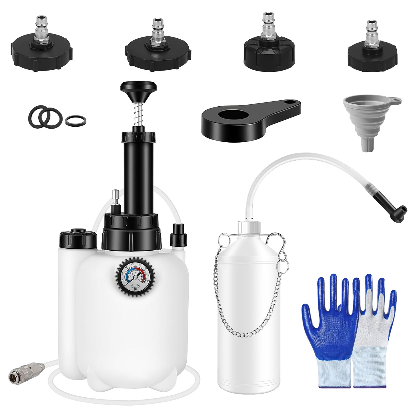 3L Manual Brake Bleeder Kit with 4 Adapter Caps