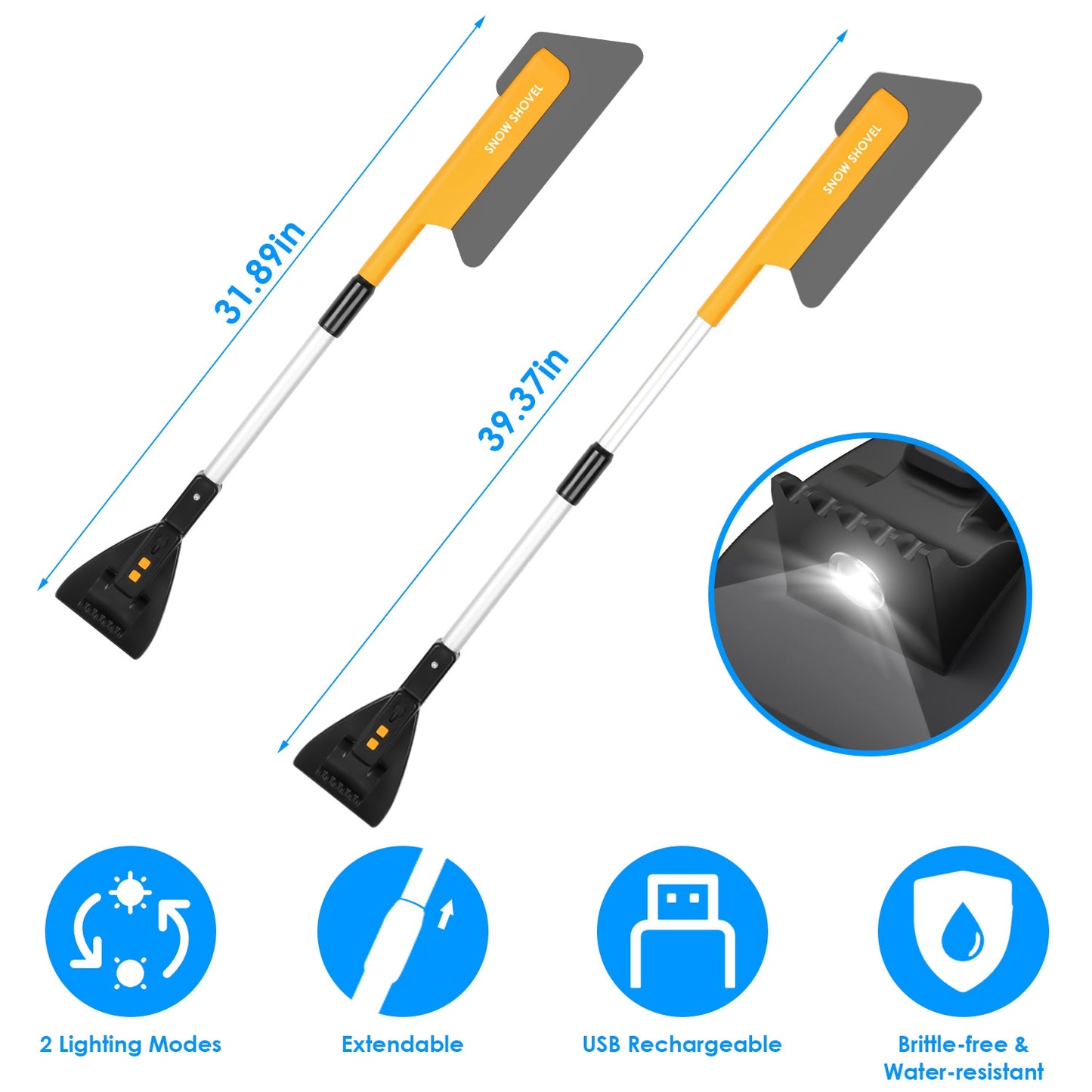Telescopic Snow Brush with LED Lights and Ice Scraper