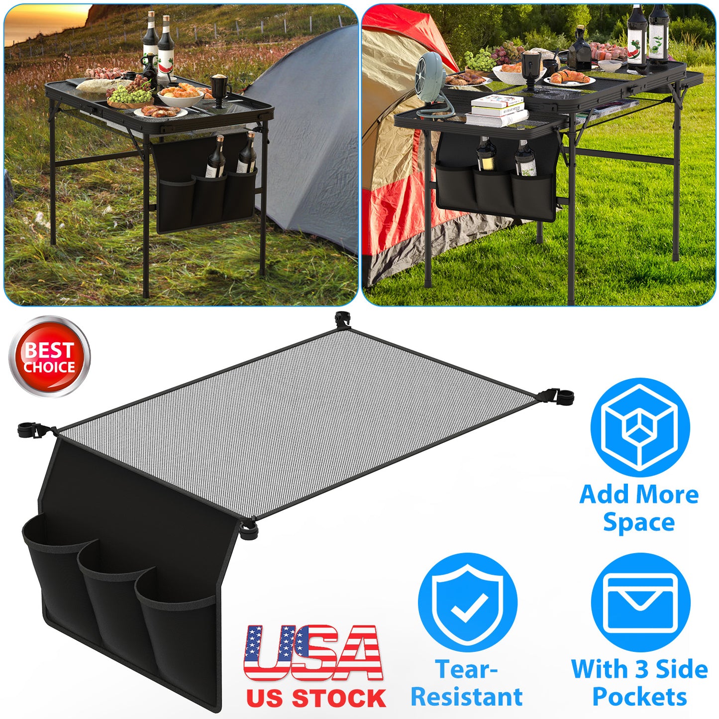 Foldable Camping Table with Adjustable Height & 88lb Capacity