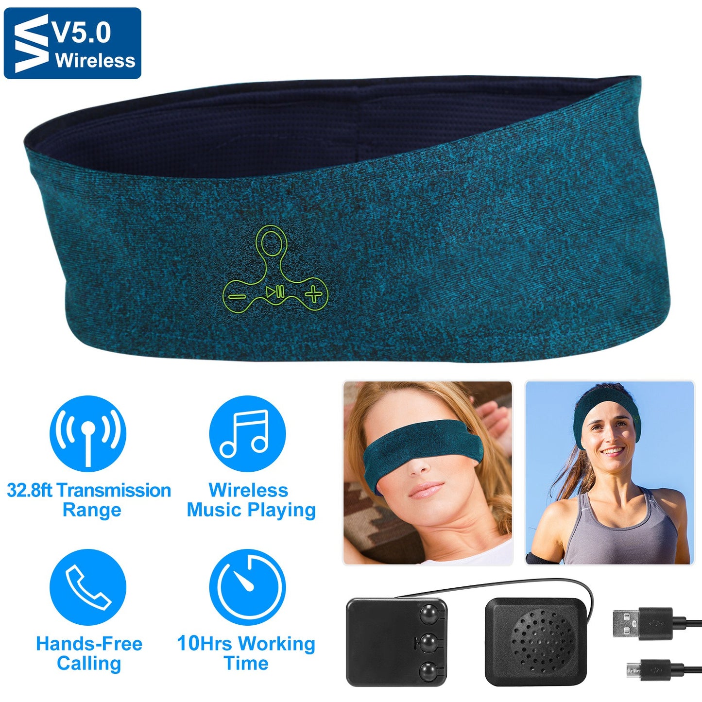 Wireless Sleep Headphones Headband with Bluetooth Speakers